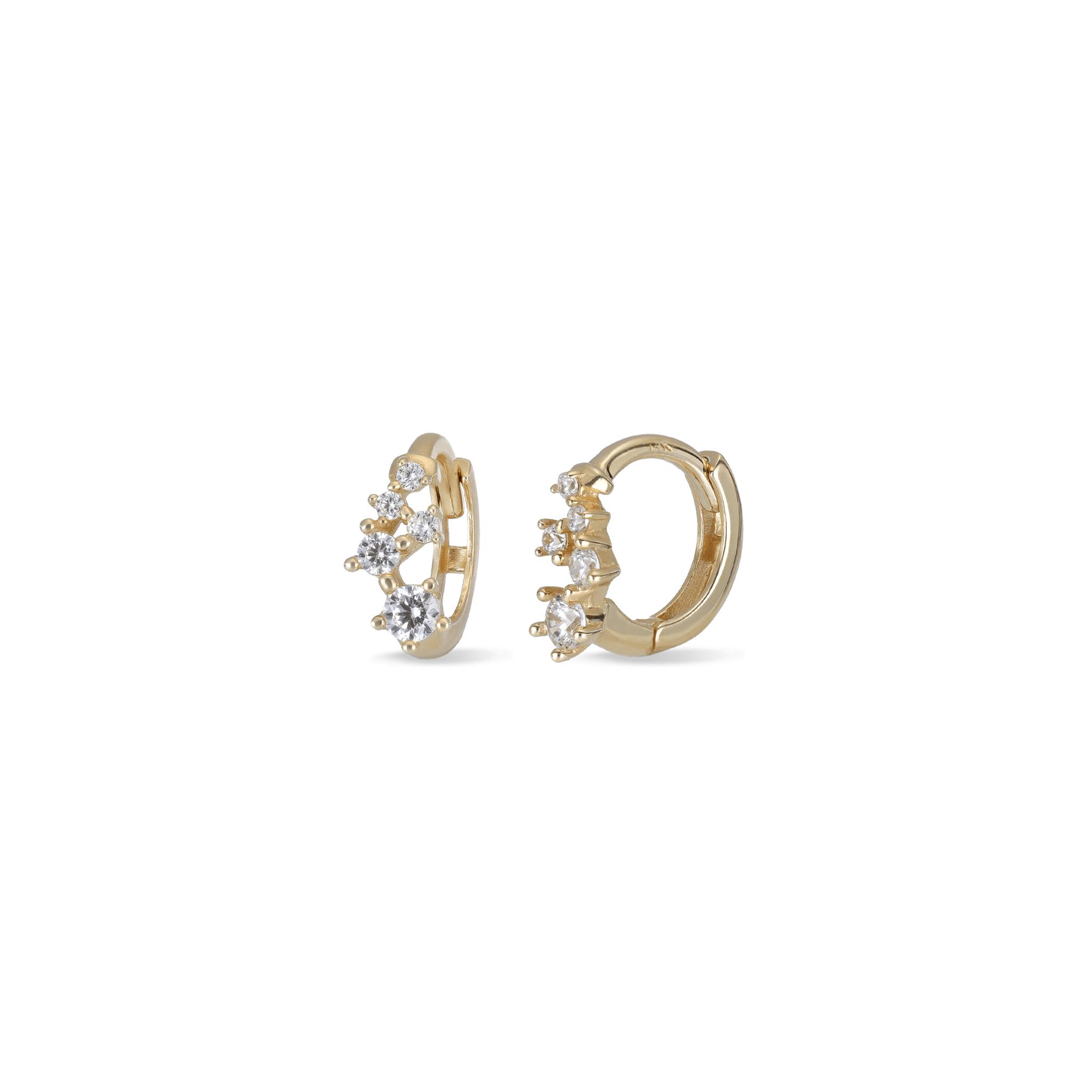 BEATTI Hoops Gold / Pair Ami 14K Gold Multi CZ Hoop Earring OT48590 Ami 14K Gold Multi CZ Hoop Earring