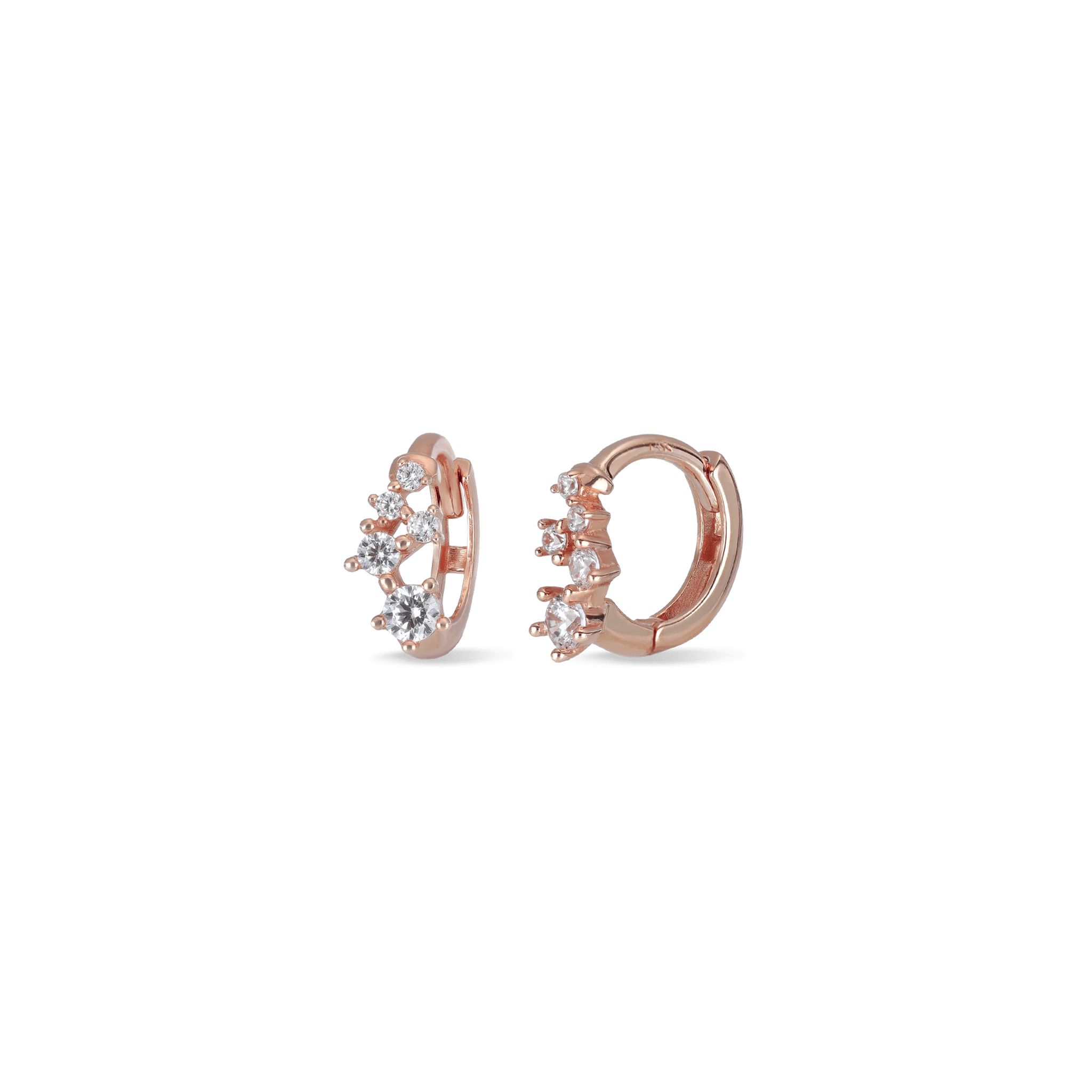 Ami 14K Gold Multi CZ Hoop Earring