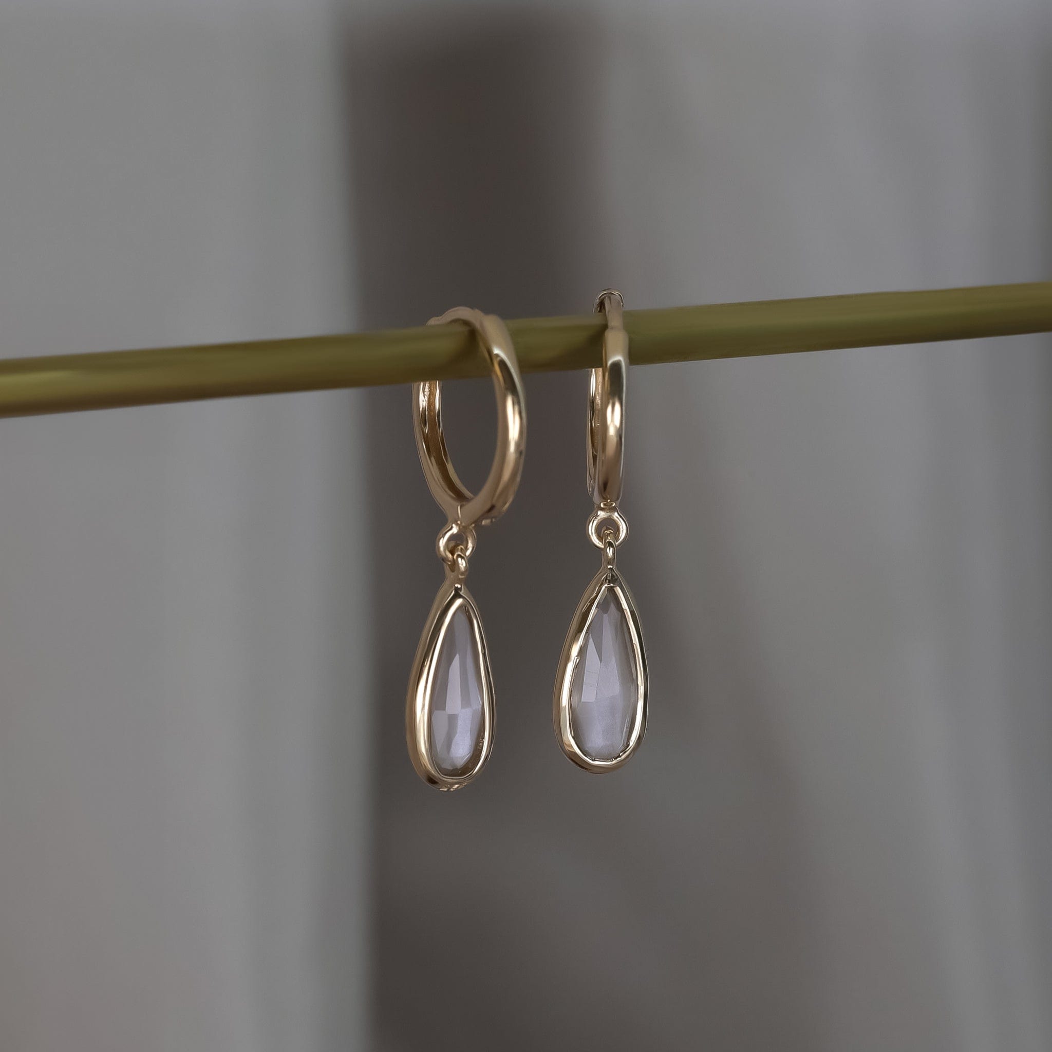 BEATTI Hoops Iris • Grey Moonstone Hoop Earring Iris • Grey Moonstone Hoop Earring