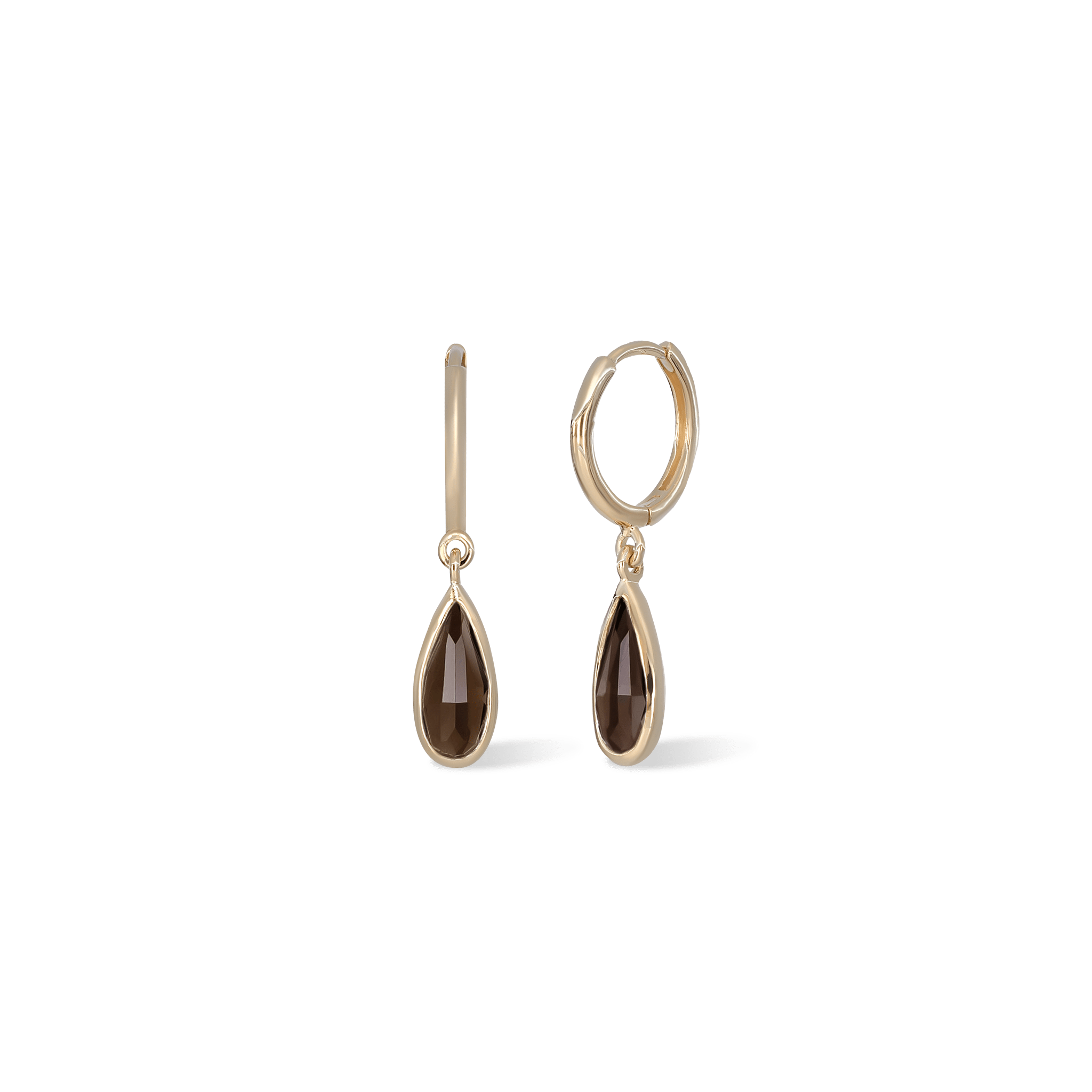 BEATTI Hoops Gold / Smoky Quartz Iris •Smoky Quartz Hoop Earring JFE3117_SQ Iris •Smoky Quartz Hoop Earring