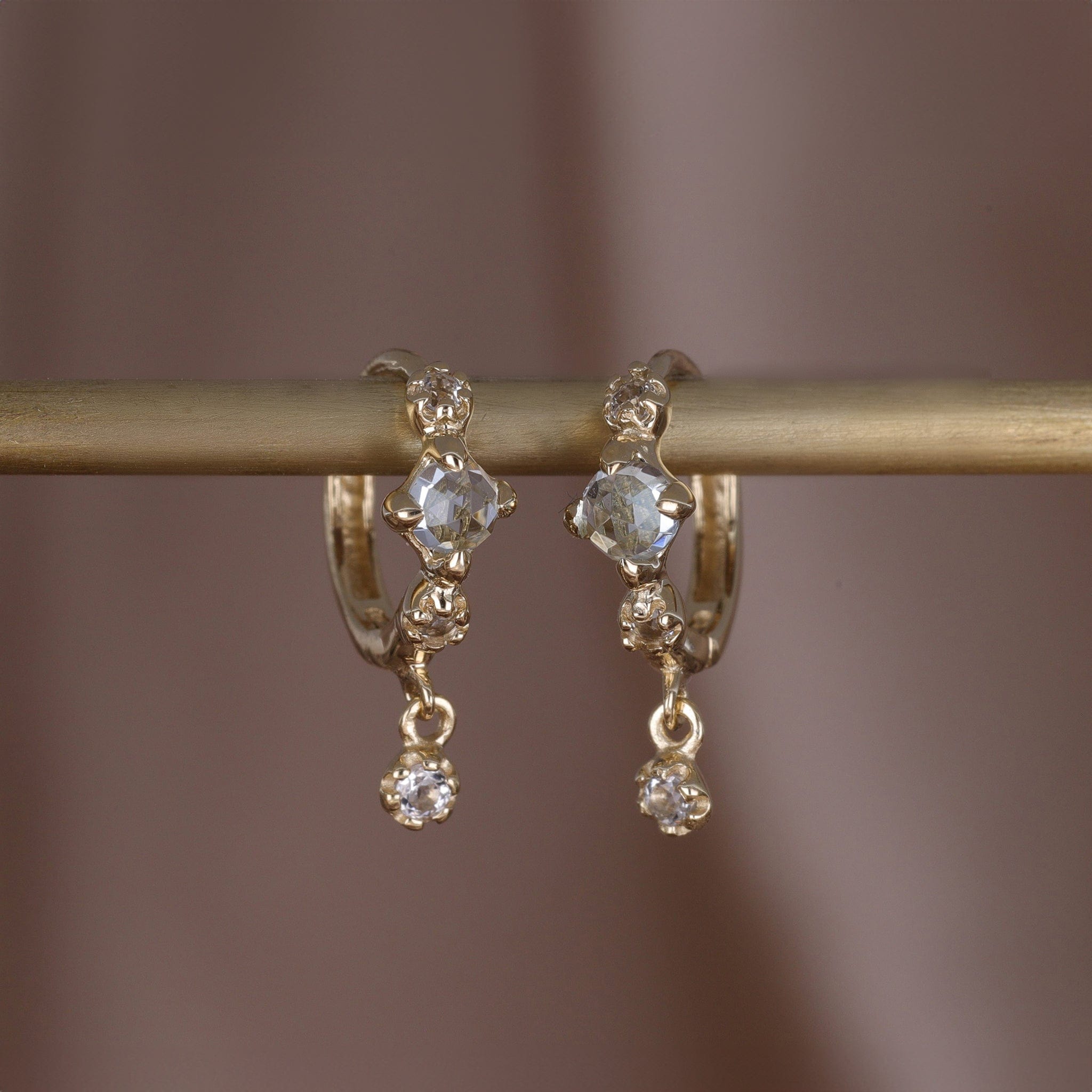 Lucine • Dainty Genuine Gemstone Hoop Earrings
