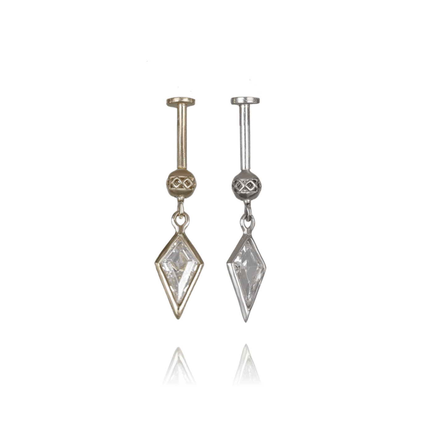 BEATTI Internal Thread Riké • Kite Cut CZ Flat Back Earring Riké • Kite Cut CZ Flat Back Earring