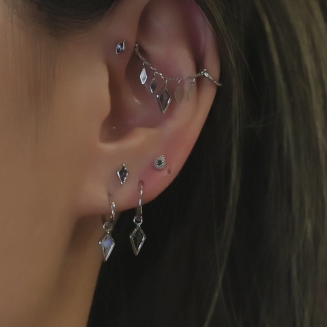 Clio • 14K Gold Tiny Teardrop Genuine Diamond Flat Back Stud