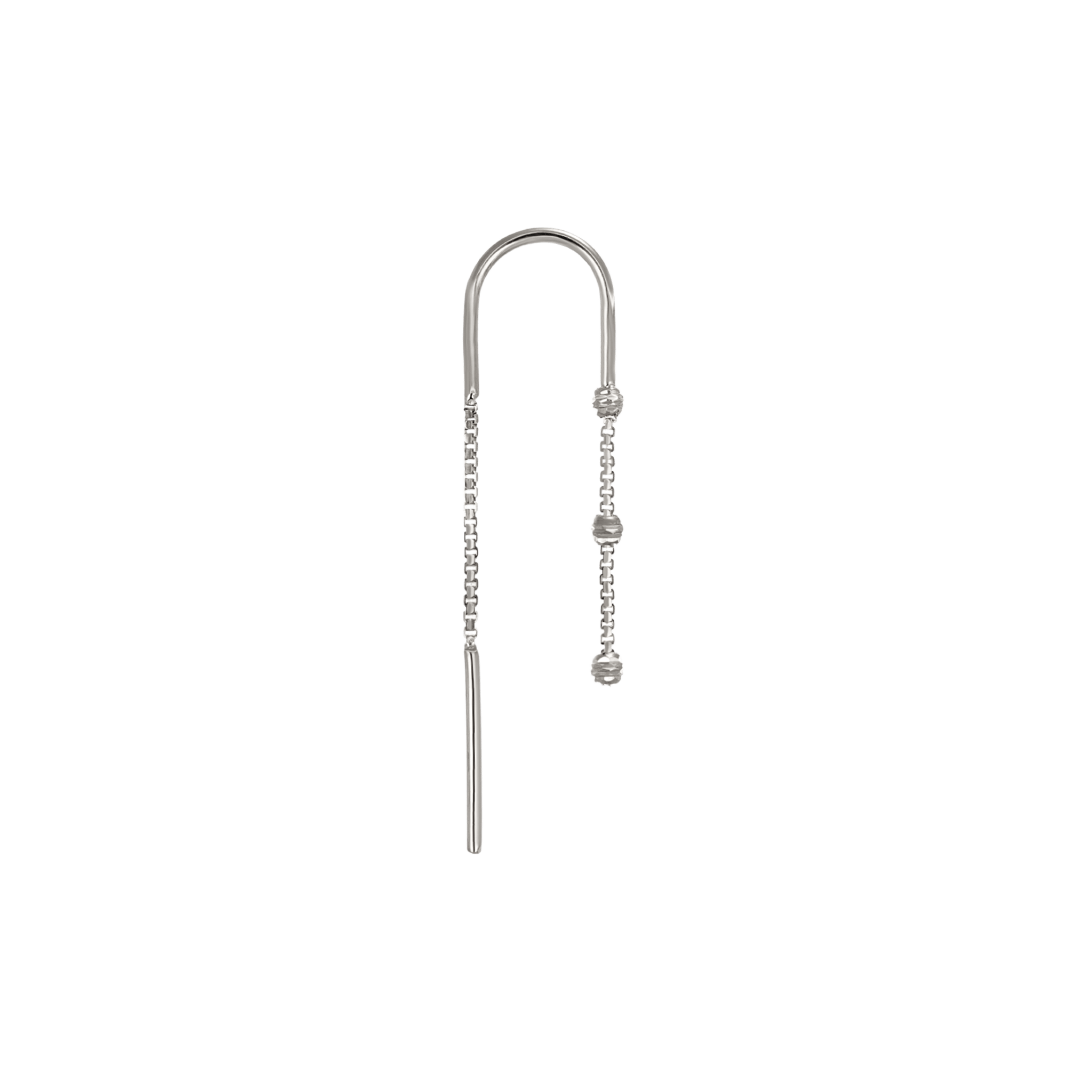 BEATTI Threaders White Gold / Single Brillcut Bead Dangle U Threader MJH015 Brillcut Bead Dangle U Threader