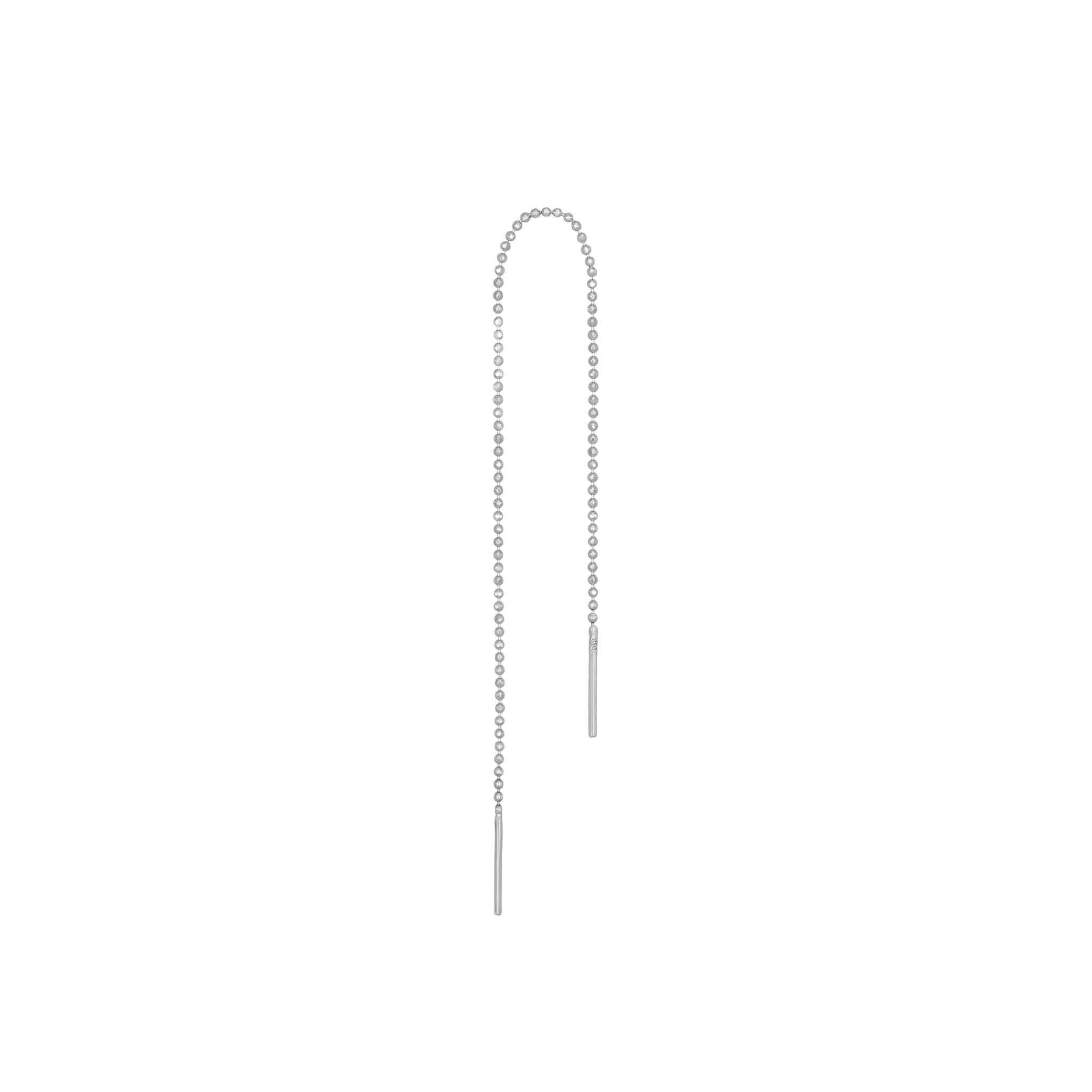 BEATTI Threaders White Gold Facet Ball Chain Long Threader Earring MJH027 Facet Ball Chain Long Threader Earring