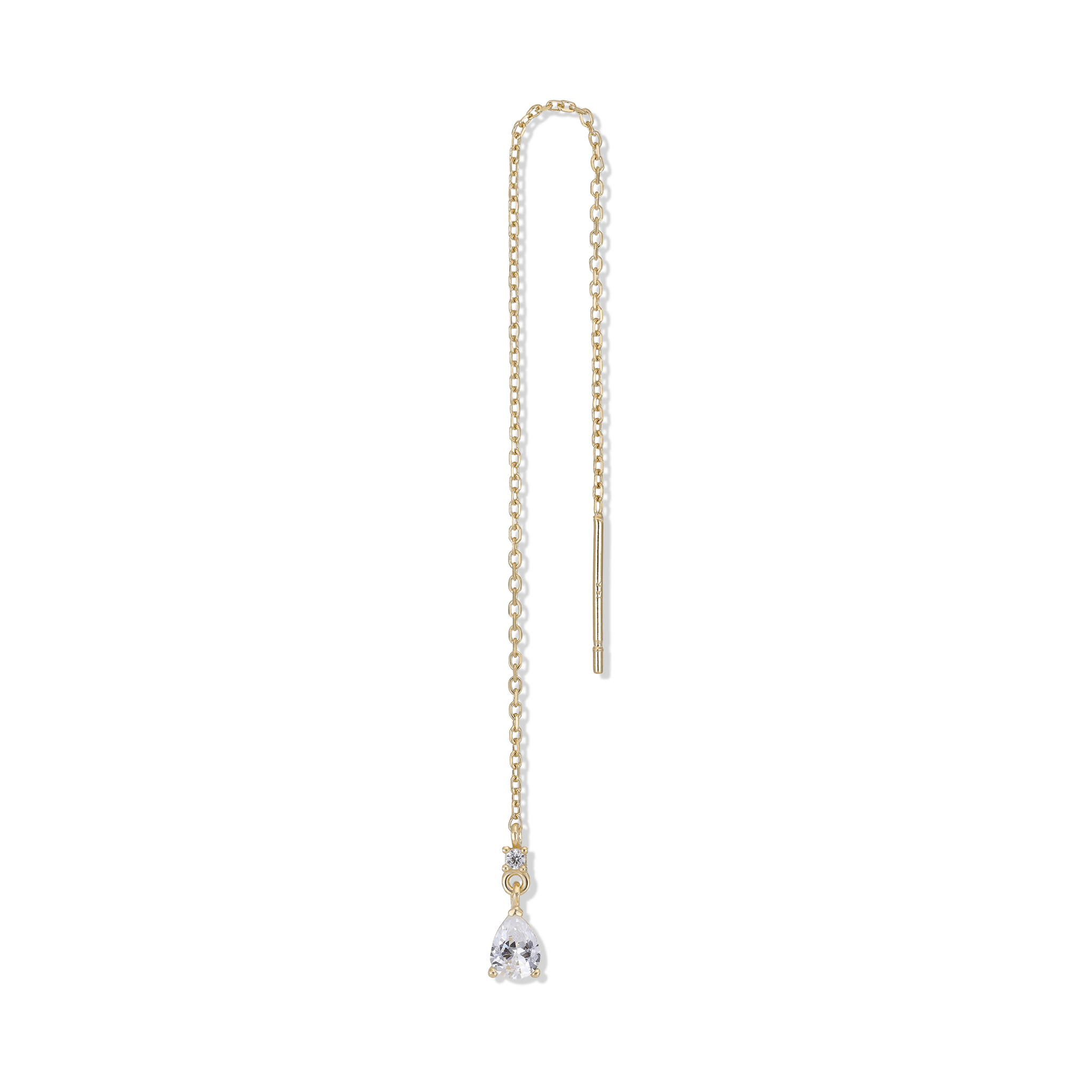 BEATTI Threaders Gold / Single Pear CZ Drop Threader JE17148 YG Pear CZ Drop Threader