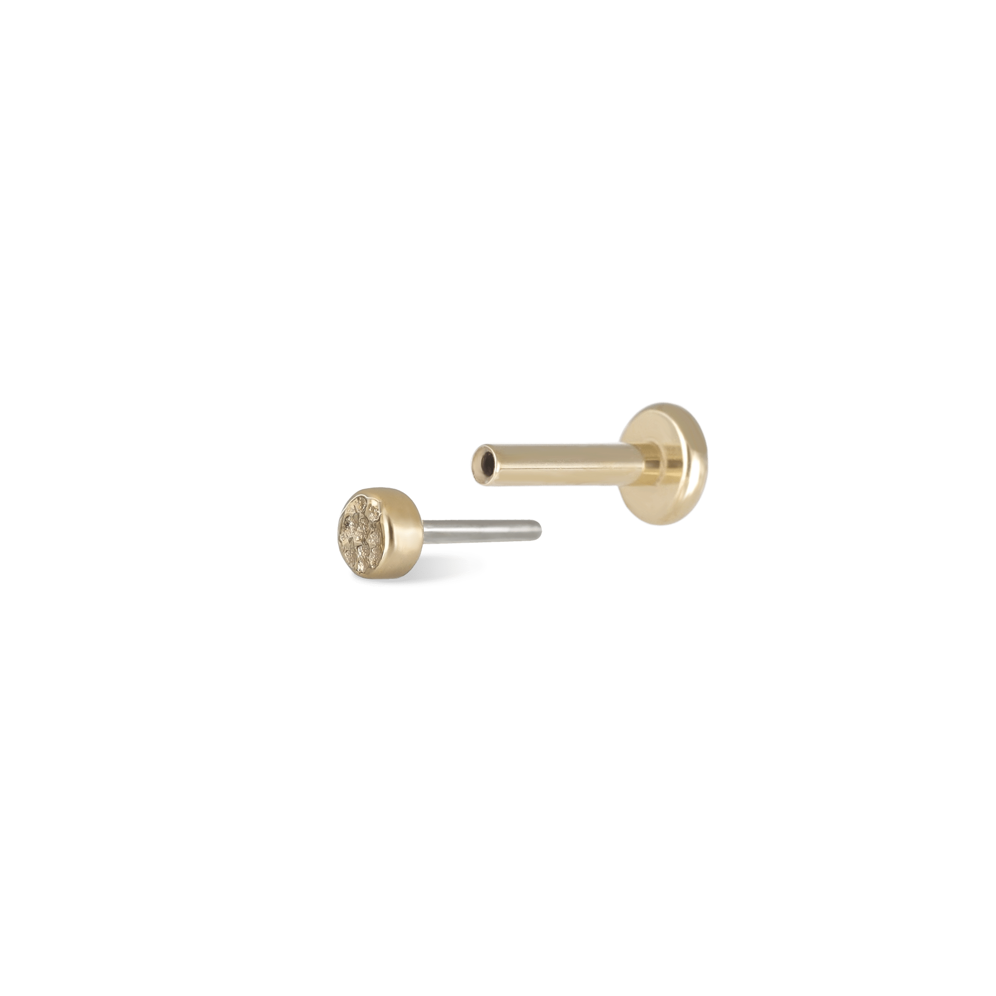 BEATTI Threadless Ends Gold / 1.8mm 14K Gold Hammered Disc Flat Back Stud K-PJTH022 Hammered Disc 14K Gold Hammered Disc Flat Back Stud