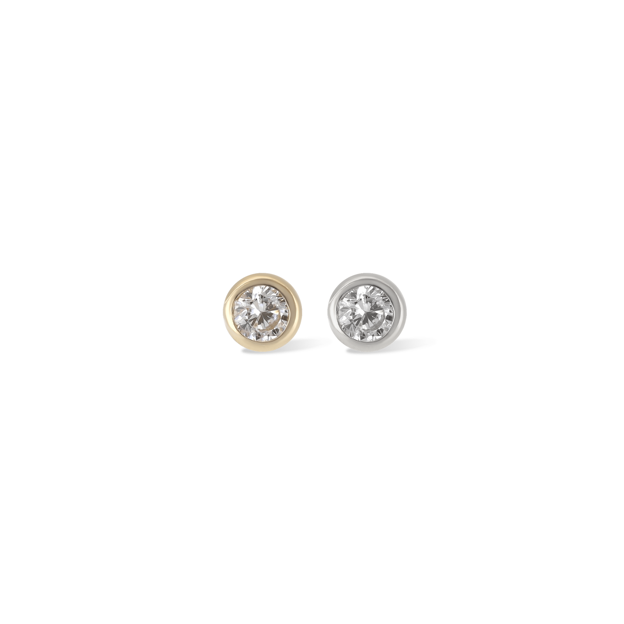 BEATTI Threadless Ends 14K Gold Tiny 2mm Bezel CZ Flat Back Stud 14K Gold Tiny 2mm Bezel CZ Flat Back Stud