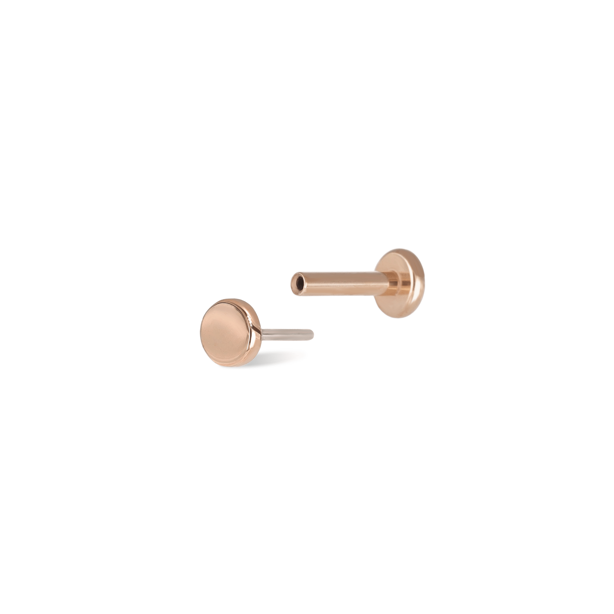 BEATTI Threadless Ends 14K Rose Gold Gold Flat Disc Threadless Ends 14K Rose Gold Gold Flat Disc Threadless Ends