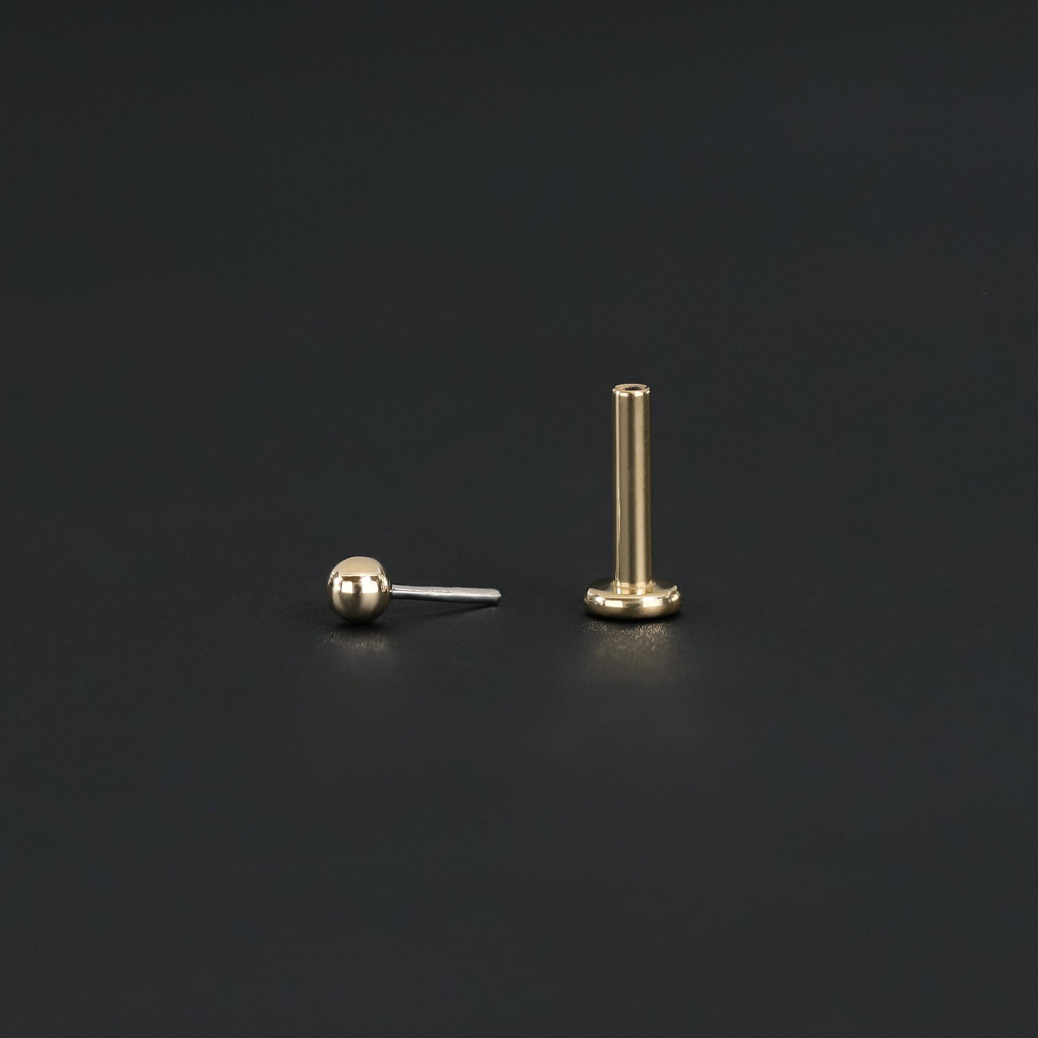 BEATTI Threadless Ends 14K Solid Gold Ball Flat Back Stud 14K Solid Gold Ball Flat Back Stud