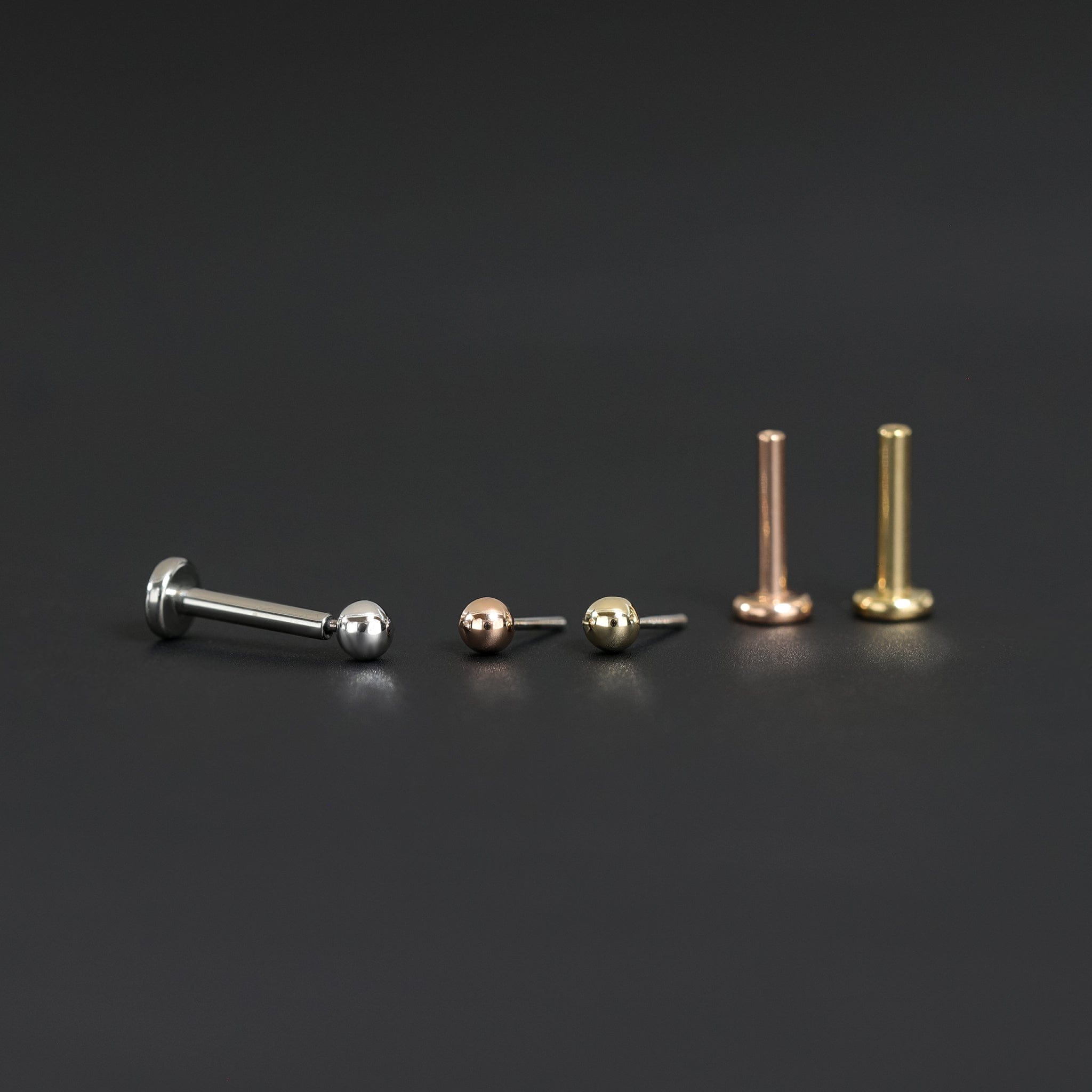 BEATTI Threadless Ends 14K Solid Gold Ball Flat Back Stud 14K Solid Gold Ball Flat Back Stud