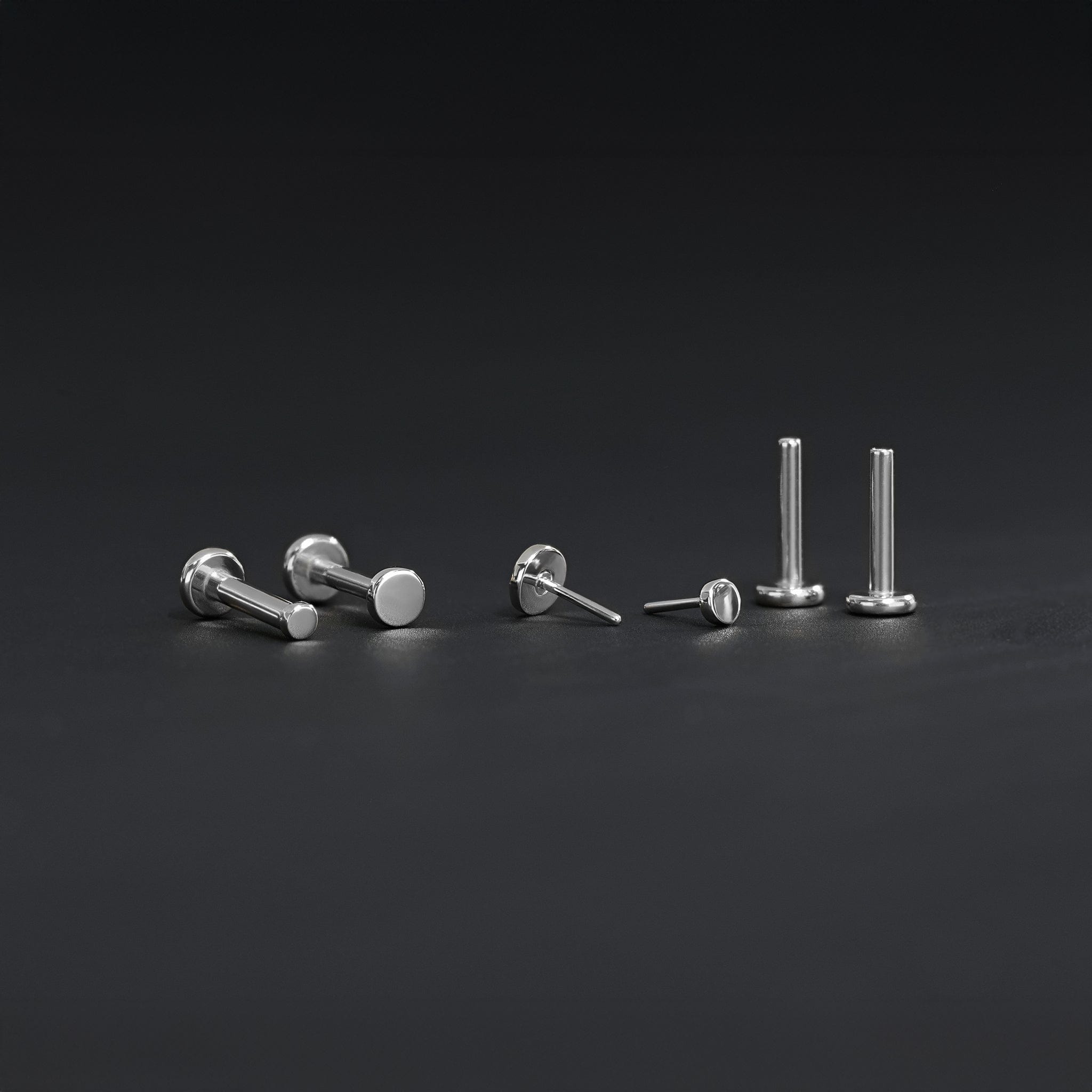 BEATTI Threadless Ends 14K White Gold Flat Disc Threadless Ends 14K White Gold Flat Disc Threadless Ends