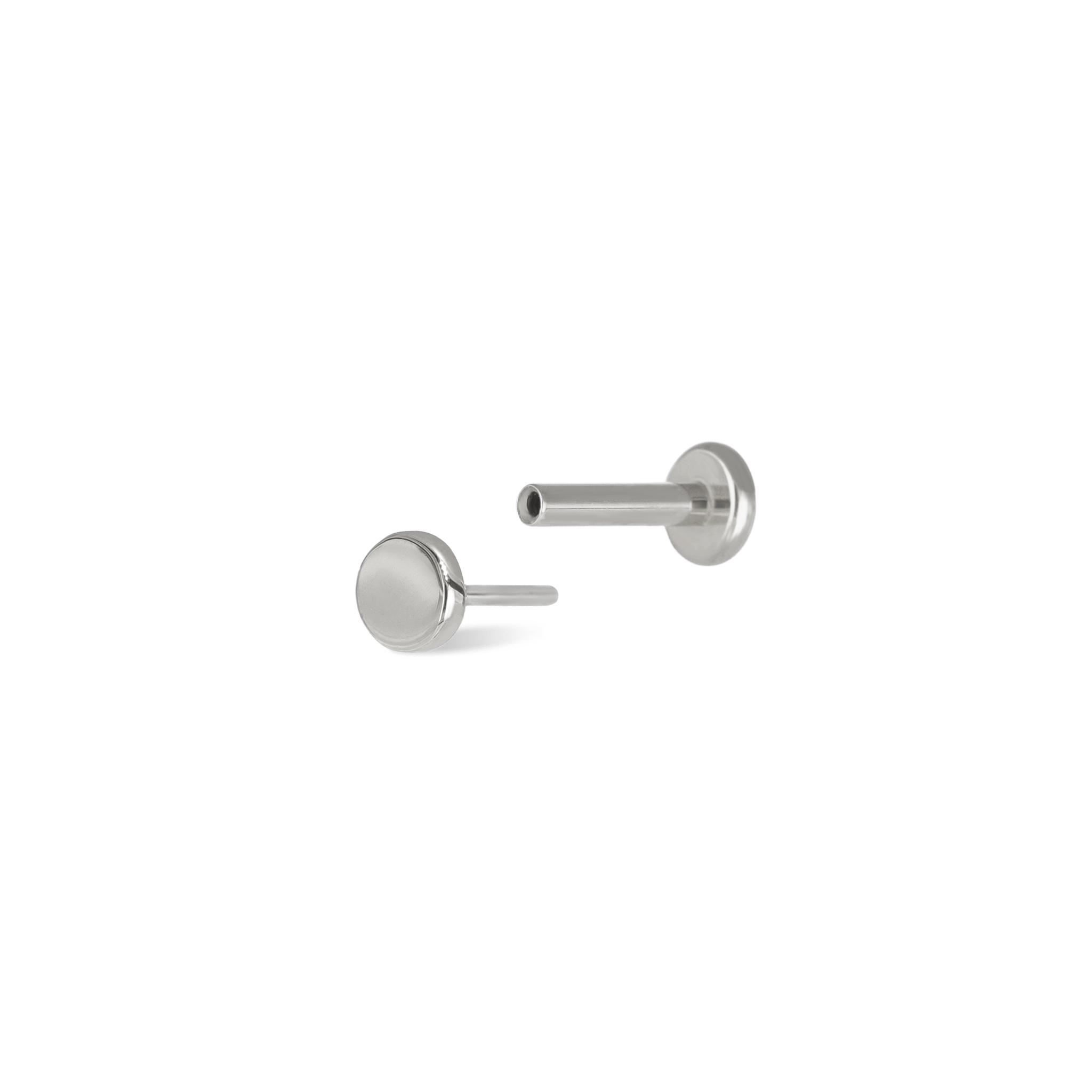 BEATTI Threadless Ends 14K White Gold Flat Disc Threadless Ends 14K White Gold Flat Disc Threadless Ends