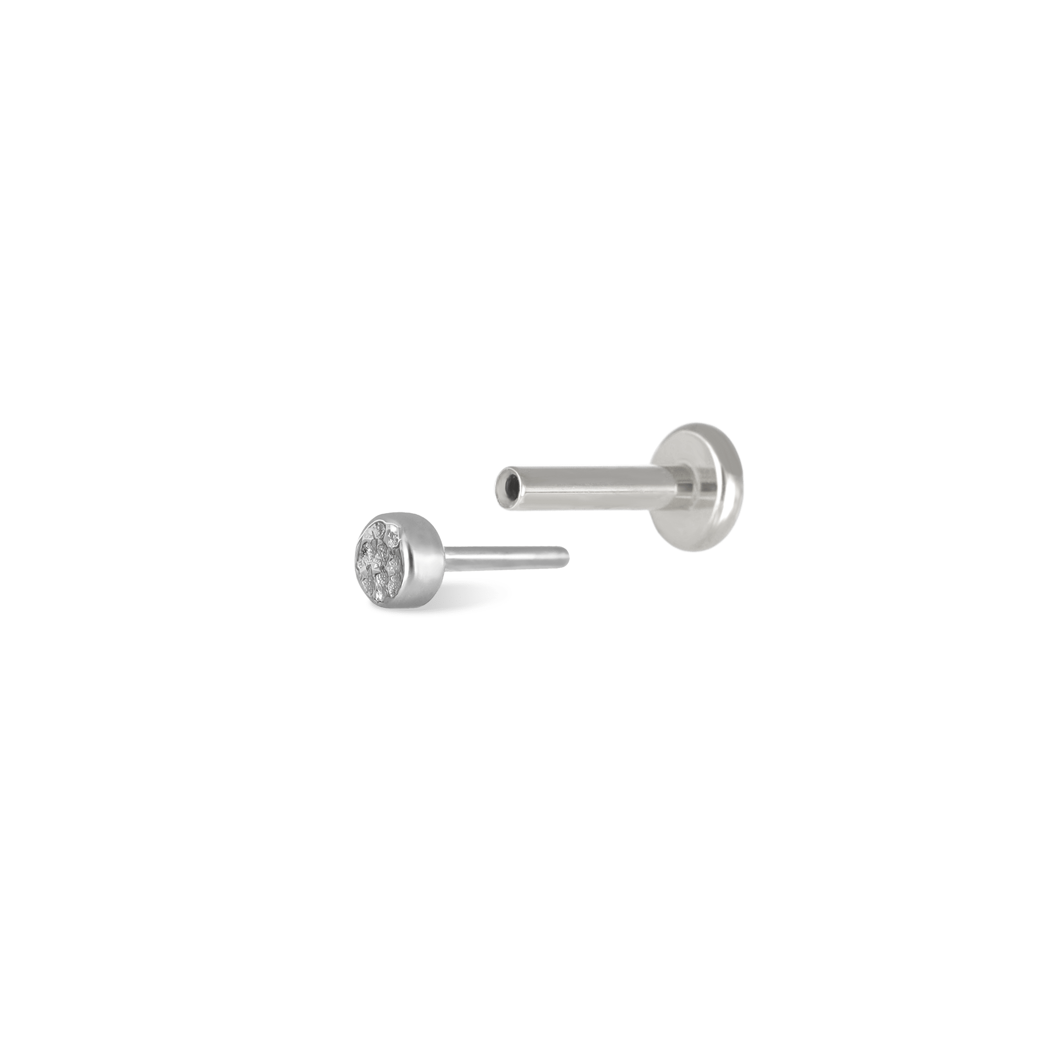 BEATTI Threadless Ends White Gold / 1.8mm 14K White Gold Hammered Disc Flat Back Stud K-PJTH022 Hammered Disc 14K White Gold Hammered Disc Flat Back Stud