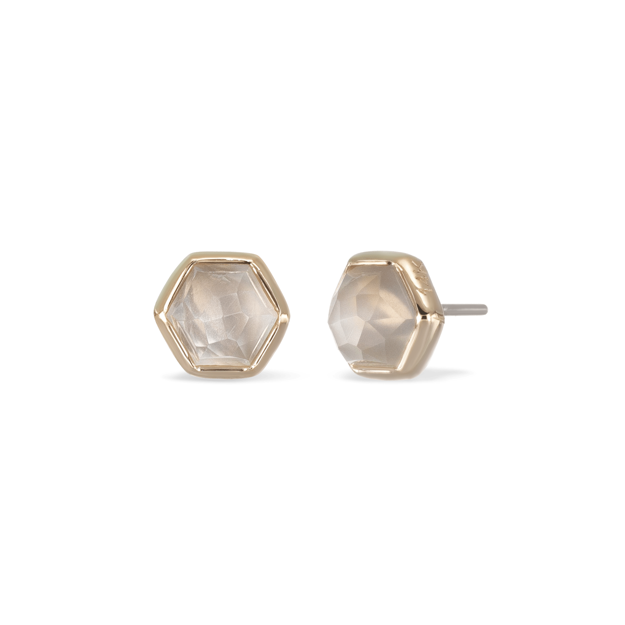 BEATTI Threadless Ends Gold / Grey Moonstone Aria •  14K Gold Honeycomb Gemstone Threadless Ends • Grey Moonstone BTEG007 Aria •  14K Gold Honeycomb Gemstone Threadless Ends • Grey Moonstone