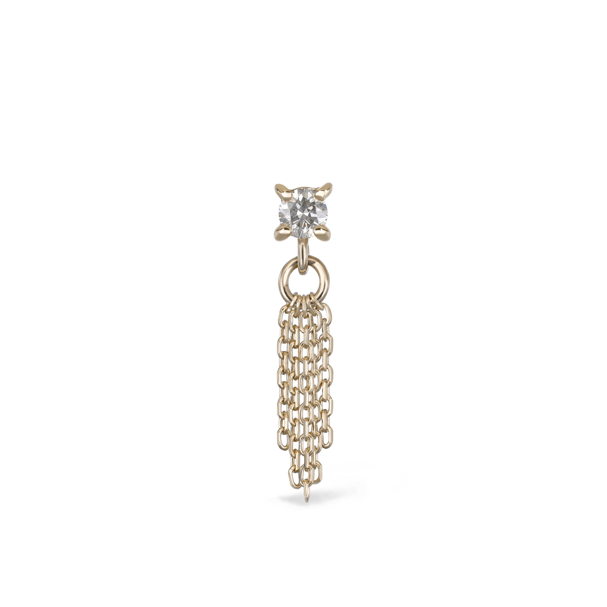 BEATTI Threadless Ends Gold / White Diamond Breeze II • 2mm White Diamond 5 Fine Cable Chain Tassel BTEG040A WD Breeze II • 2mm White Diamond 5 Fine Cable Chain Tassel