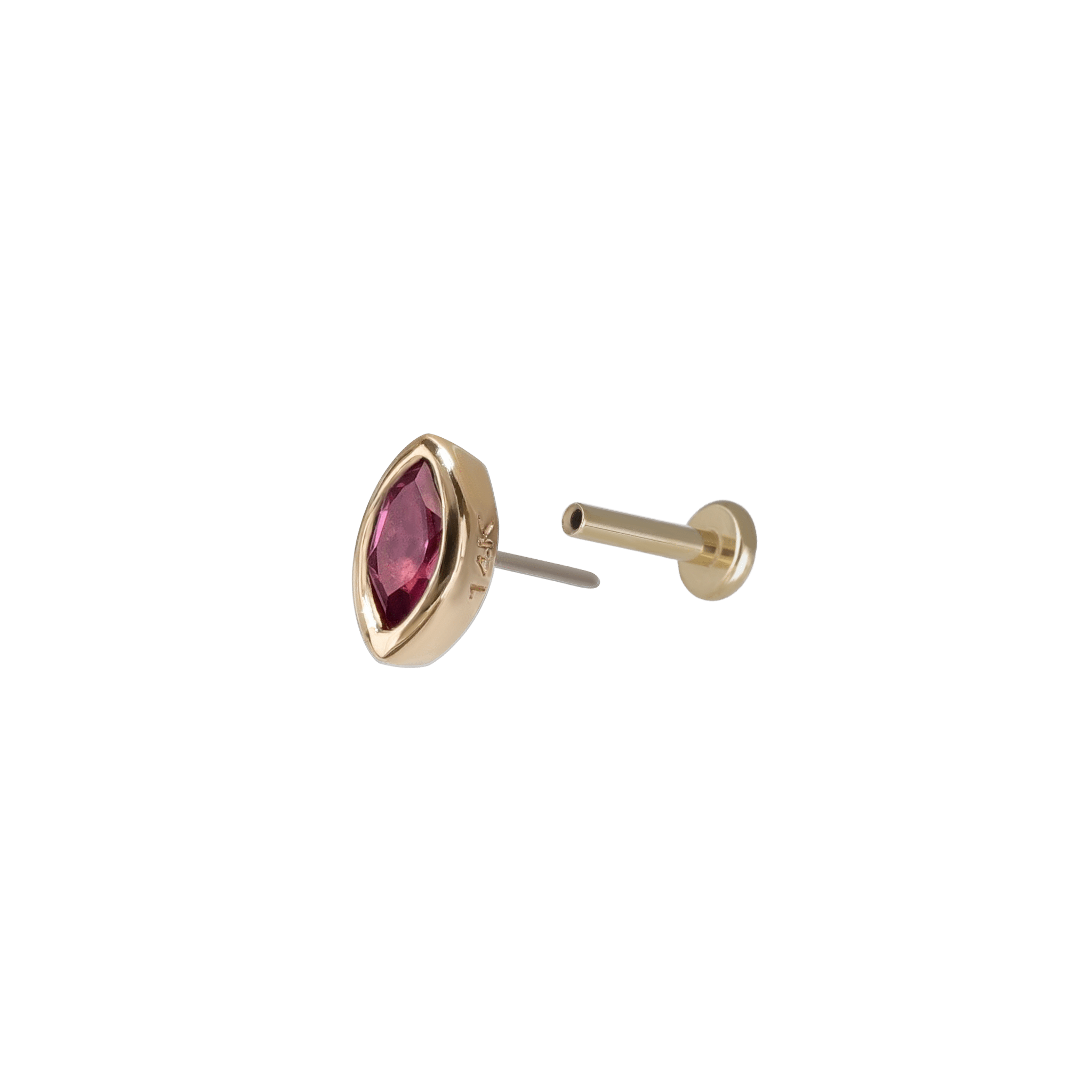 BEATTI Threadless Ends Etta • 14K Gold Tiny Marquise Gemstone Stud Etta • 14K Gold Tiny Marquise Gemstone Stud