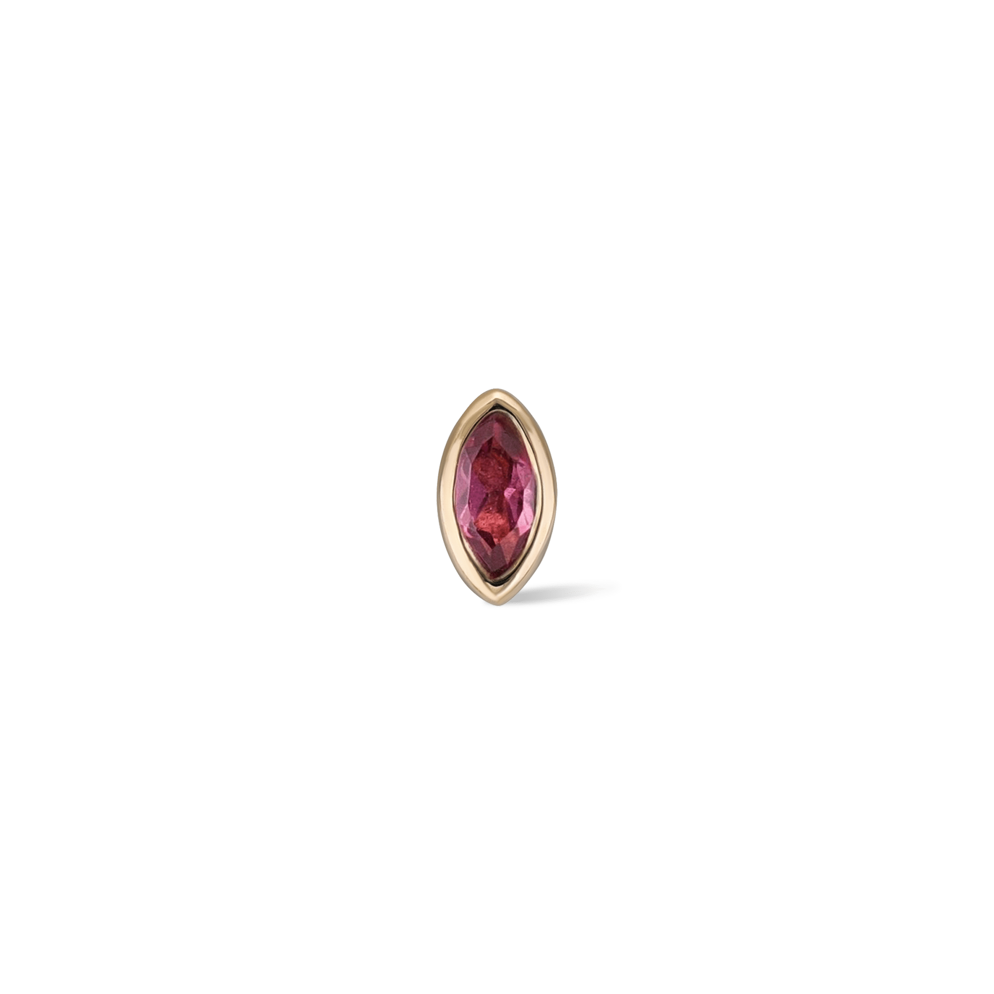 BEATTI Threadless Ends Gold / Rhodolite Garnet Etta • 14K Gold Tiny Marquise Gemstone Stud BTEG022 Etta • 14K Gold Tiny Marquise Gemstone Stud