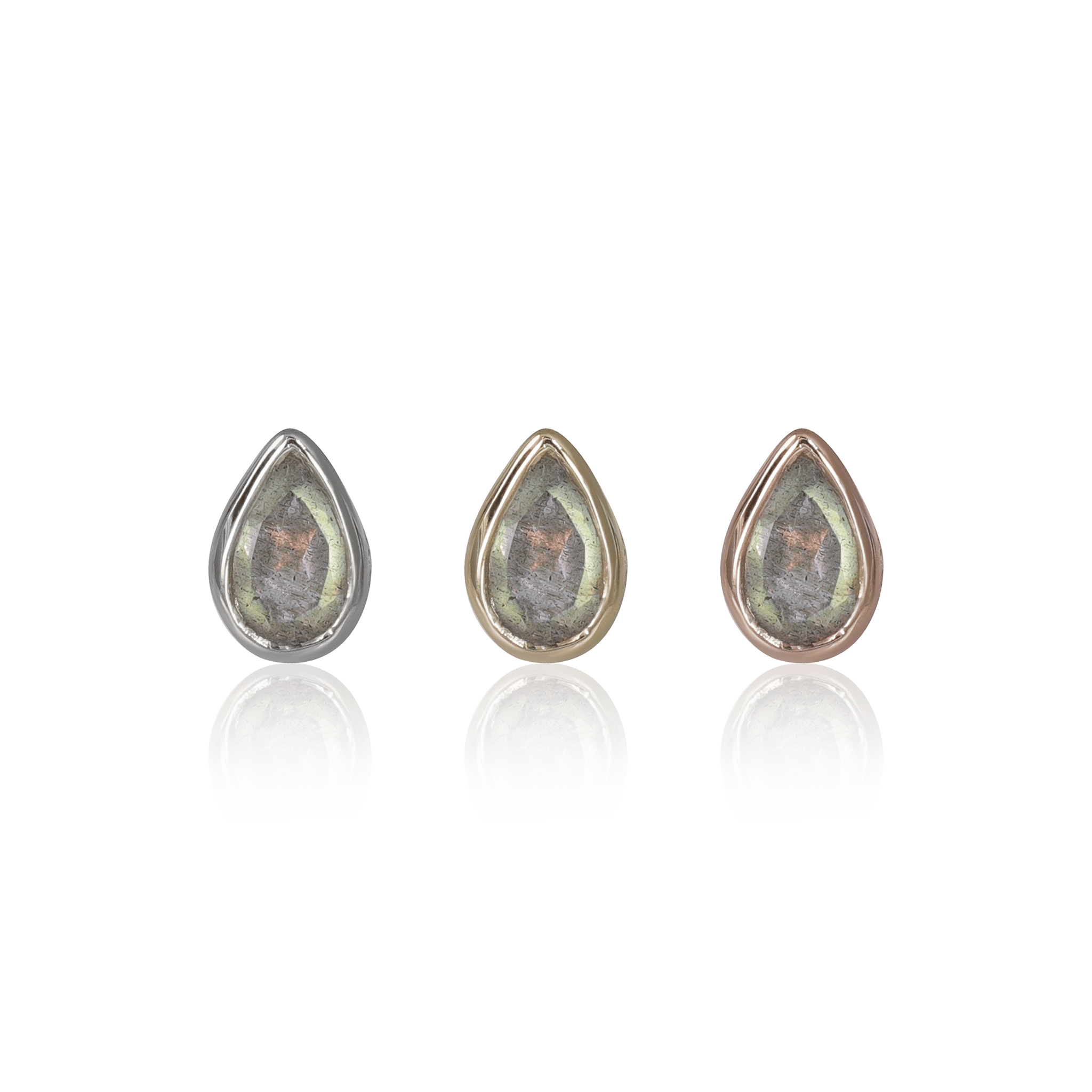 BEATTI Threadless Ends Jade • Labradorite Flat Back Stud Jade • Labradorite Flat Back Stud