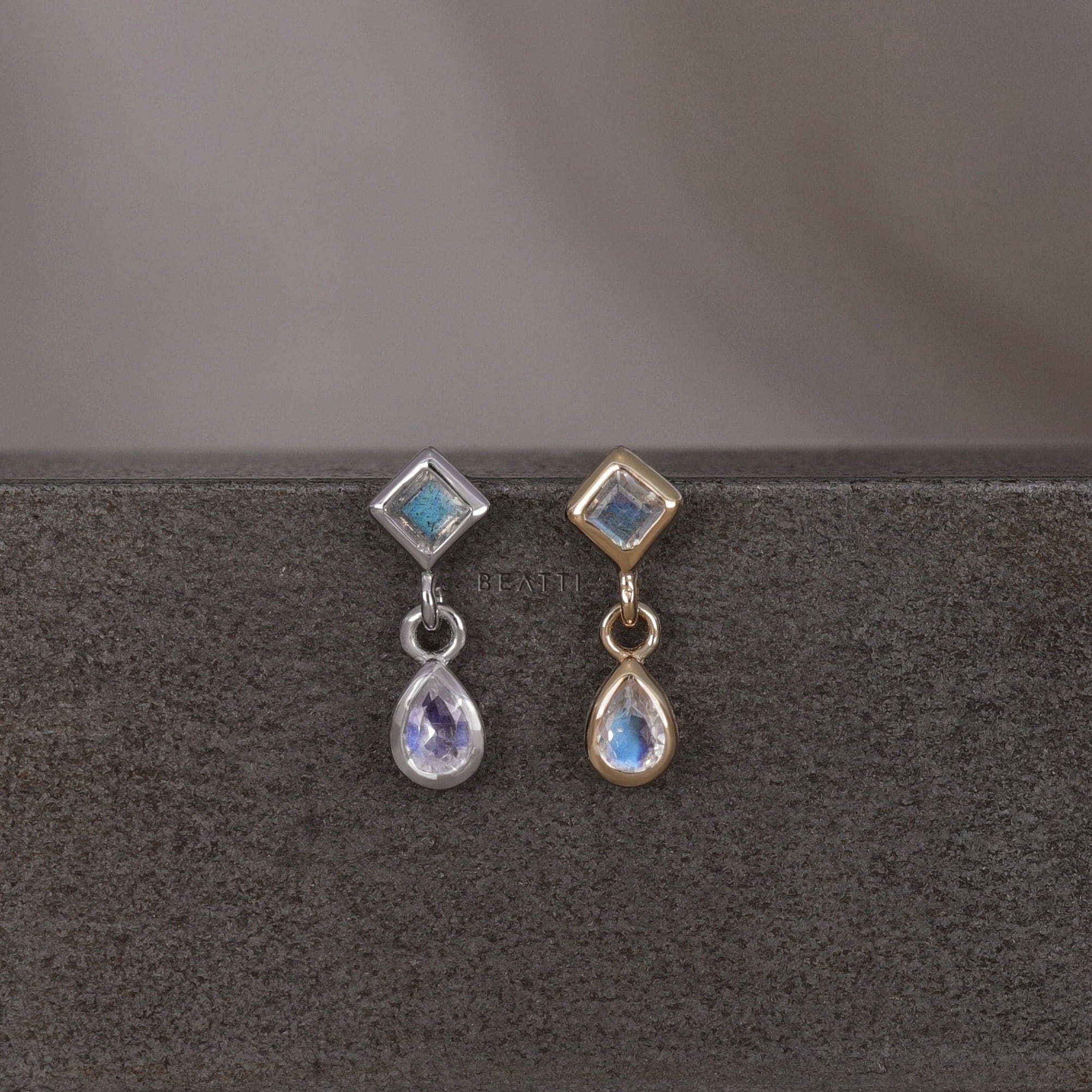 BEATTI Threadless Ends Rena • White Topaz Threadless Ends Rena • White Topaz Threadless Ends