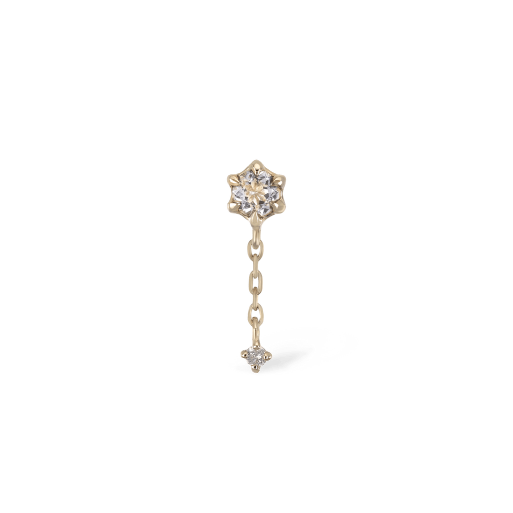 Starfall • White Topaz + Diamond Threadless Push Pin stud