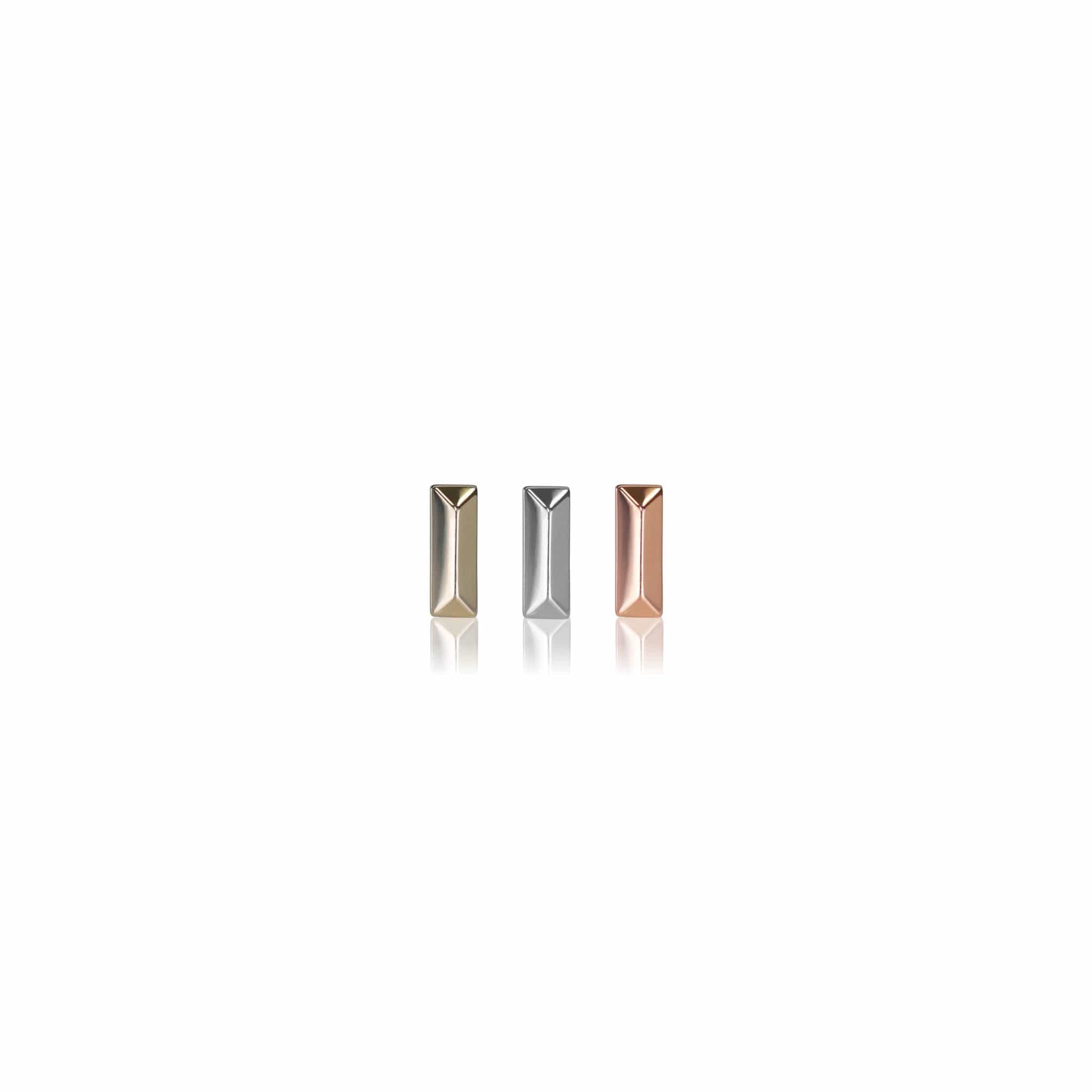 BEATTI Threadless Ends Tiny 14K Solid Gold Bar Flat Back Earring Tiny 14K Solid Gold Bar Flat Back Earring