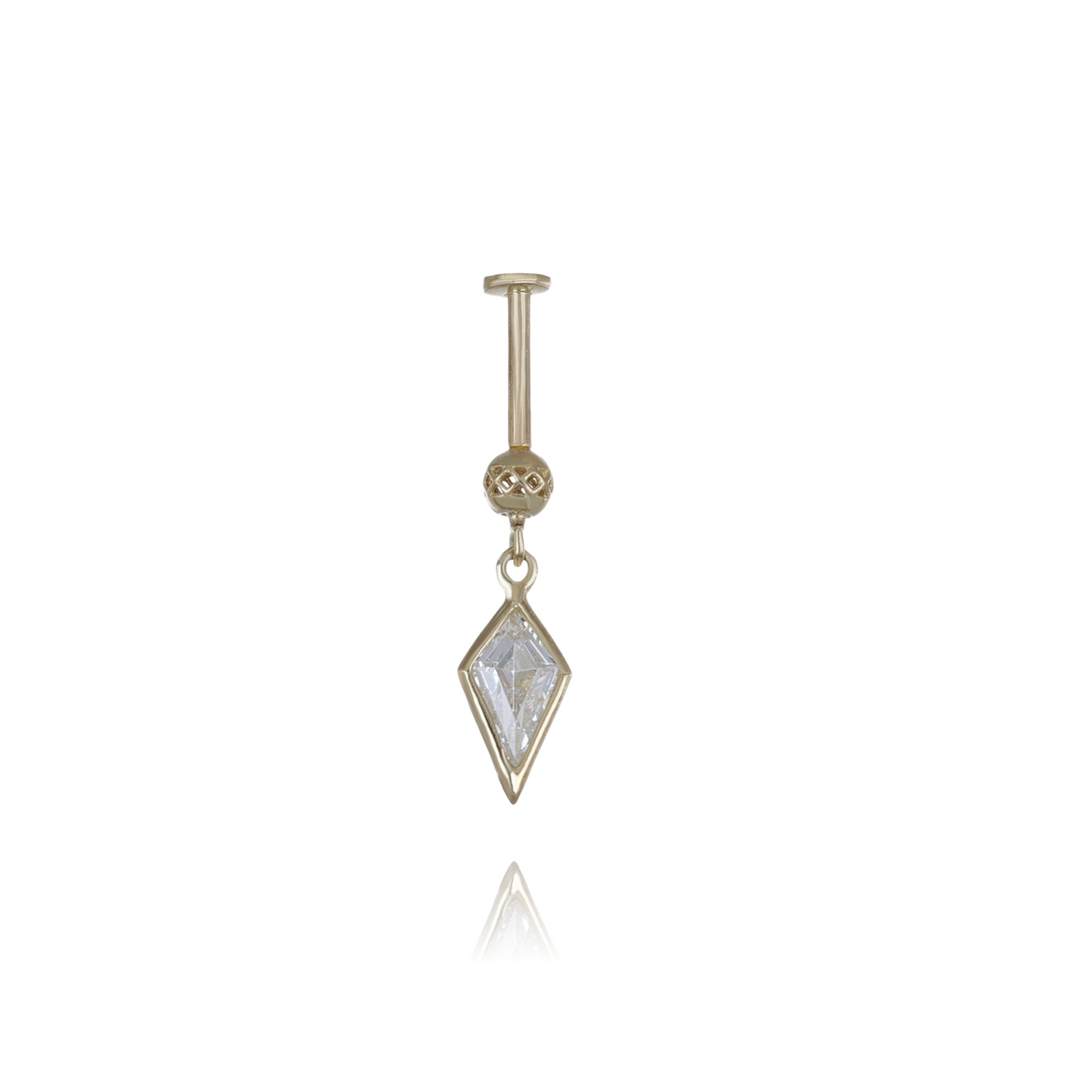 14K Solid Gold Riké Kite Diamond Flat Back Earring - BEATTI