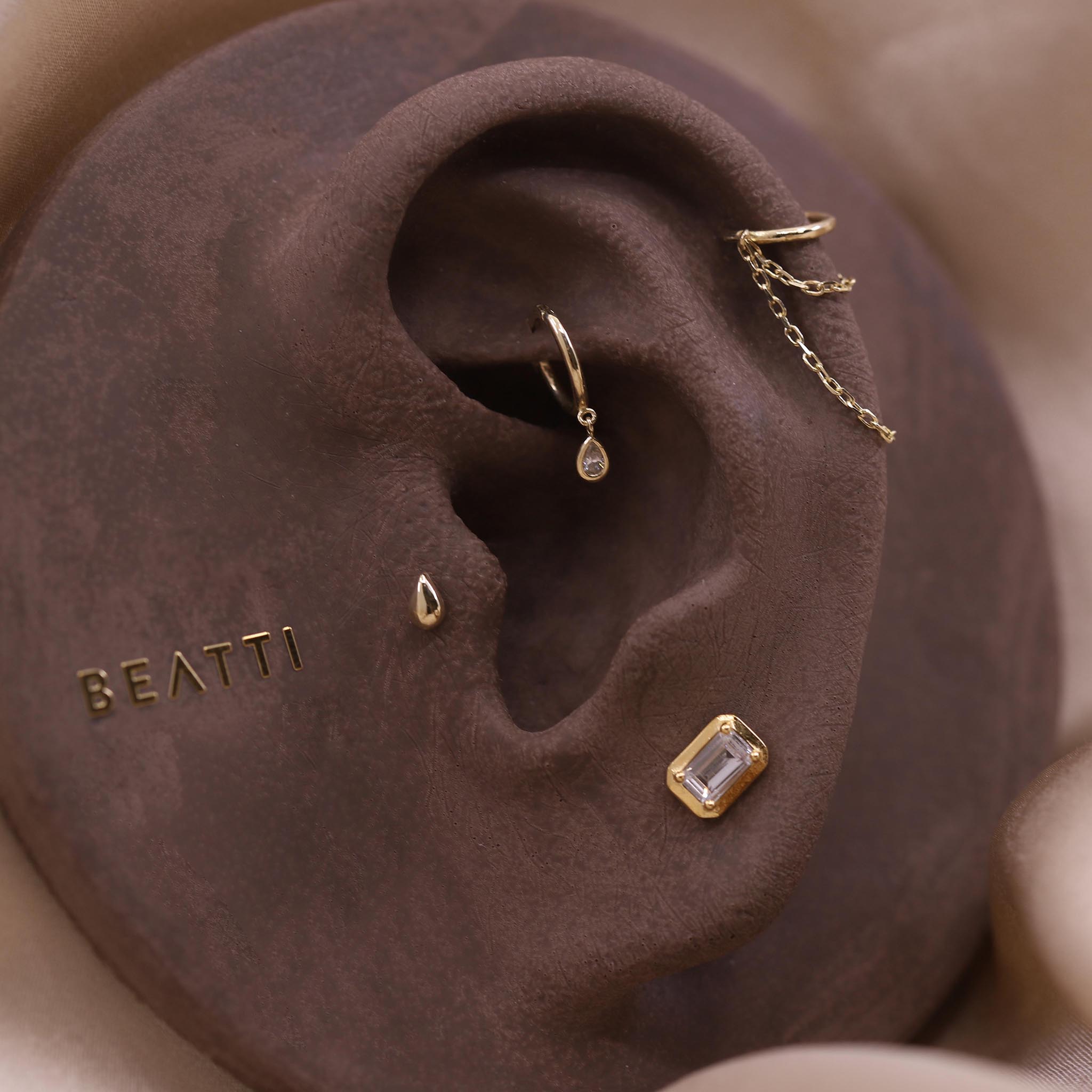 BEATTI Internal Thread 14K Solid Gold Teeny Tiny Solid Tear Drop Internally Threaded 14K Solid Gold Teeny Tiny Solid Tear Drop Internally Threaded